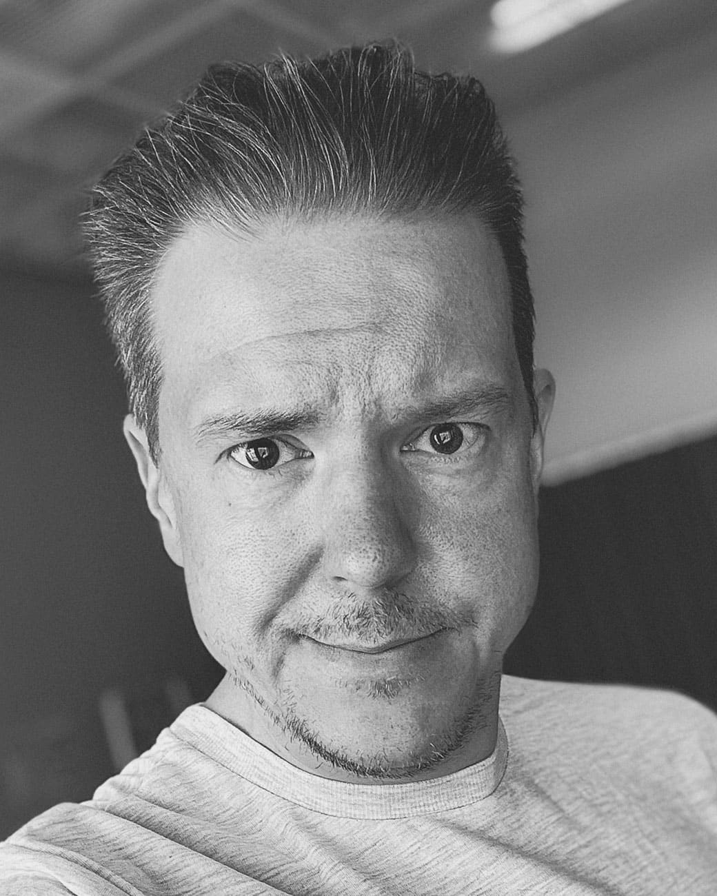 Black and white portrait of Ilkka Rajala