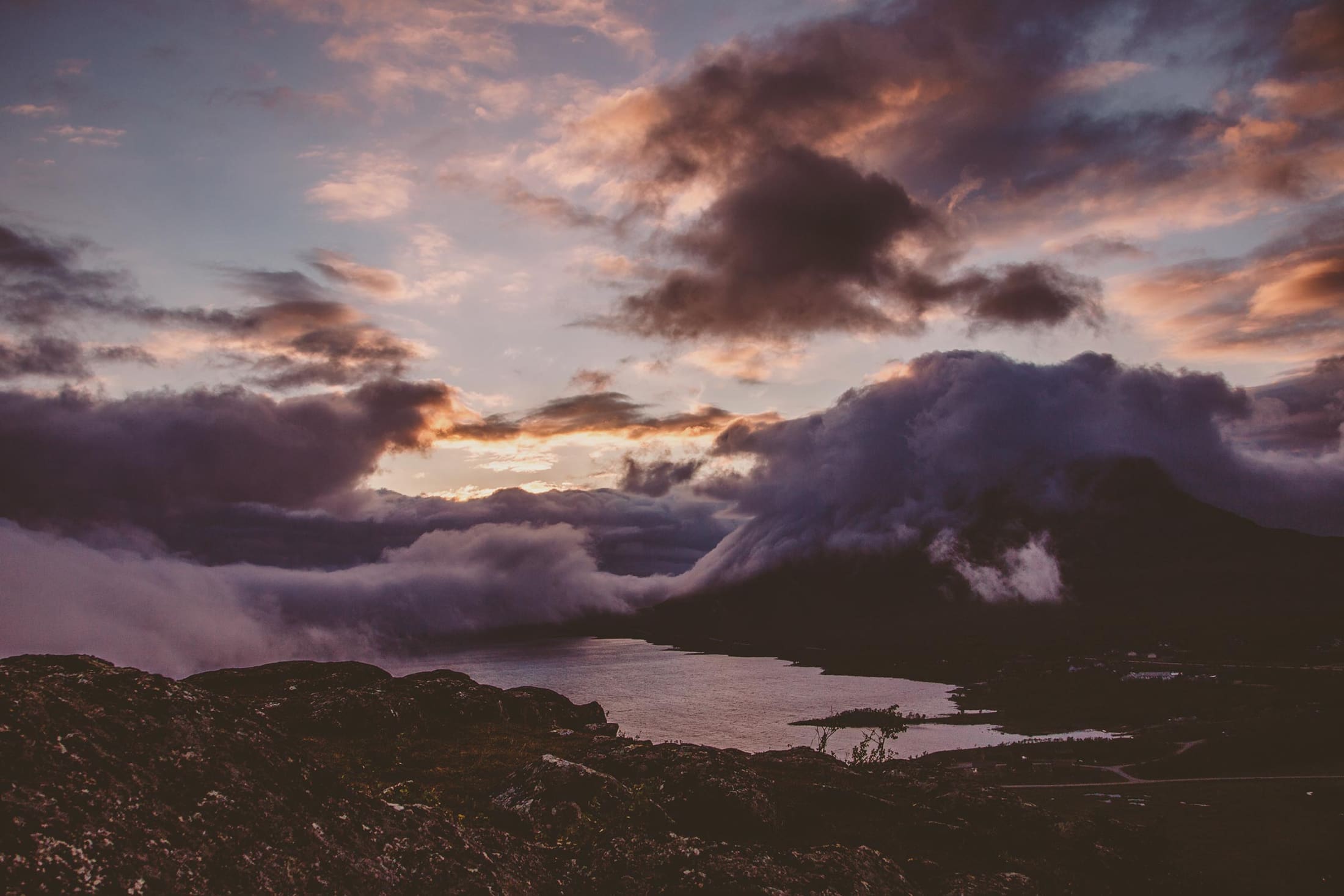 Clouds over the fells at dusk, Kilpisjärvi, Finland